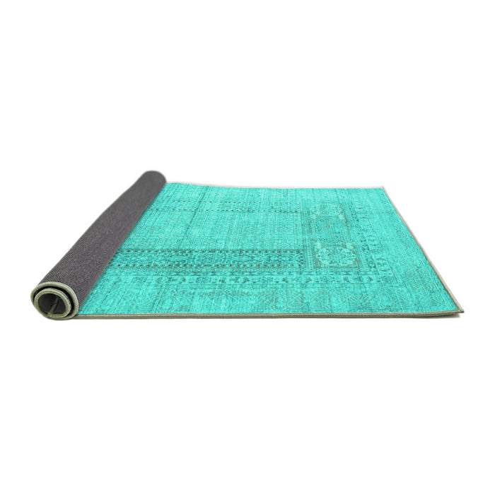 Sideview of Abstract Turquoise Contemporary Rug, con333turq