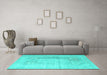 Machine Washable Abstract Turquoise Contemporary Area Rugs in a Living Room,, wshcon333turq