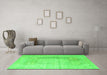 Machine Washable Abstract Green Contemporary Area Rugs in a Living Room,, wshcon333grn