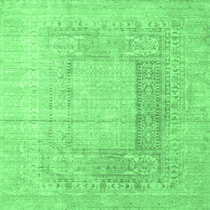 Square Abstract Emerald Green Contemporary Rug, con333emgrn