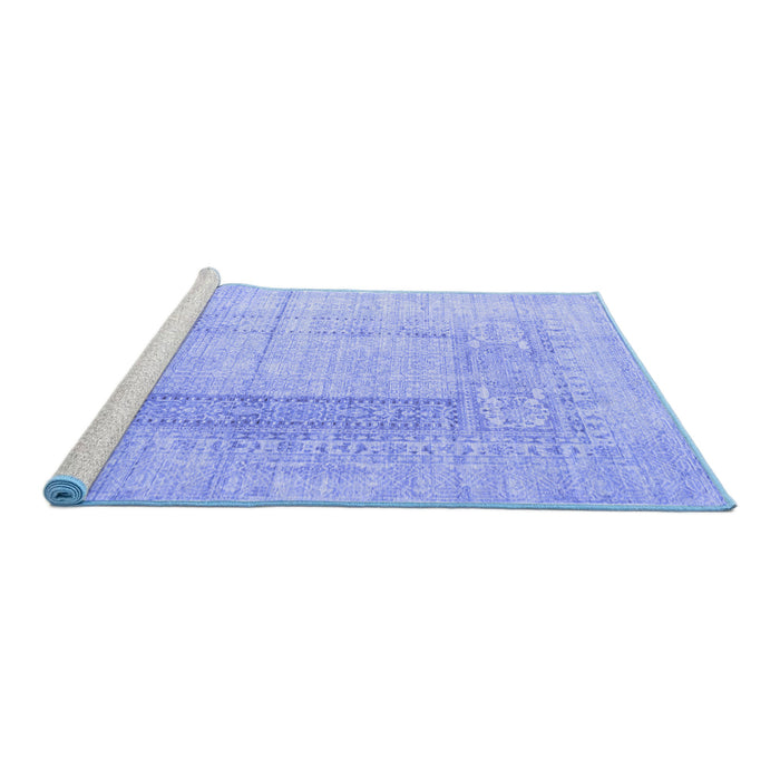 Sideview of Machine Washable Abstract Blue Contemporary Rug, wshcon333blu