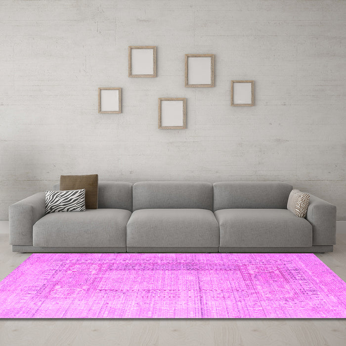 Machine Washable Abstract Pink Contemporary Rug in a Living Room, wshcon333pnk