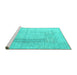 Sideview of Machine Washable Abstract Turquoise Contemporary Area Rugs, wshcon333turq