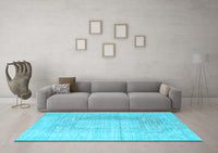 Machine Washable Abstract Light Blue Contemporary Rug, wshcon333lblu