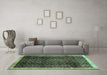 Machine Washable Abstract Turquoise Contemporary Area Rugs in a Living Room,, wshcon334turq