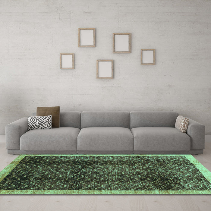 Machine Washable Abstract Turquoise Contemporary Area Rugs in a Living Room,, wshcon334turq