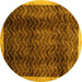 Round Machine Washable Abstract Yellow Contemporary Rug, wshcon334yw