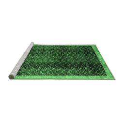 Sideview of Machine Washable Abstract Emerald Green Contemporary Area Rugs, wshcon334emgrn