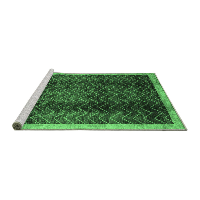 Sideview of Machine Washable Abstract Emerald Green Contemporary Area Rugs, wshcon334emgrn