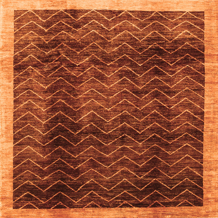 Round Machine Washable Abstract Orange Contemporary Area Rugs, wshcon334org