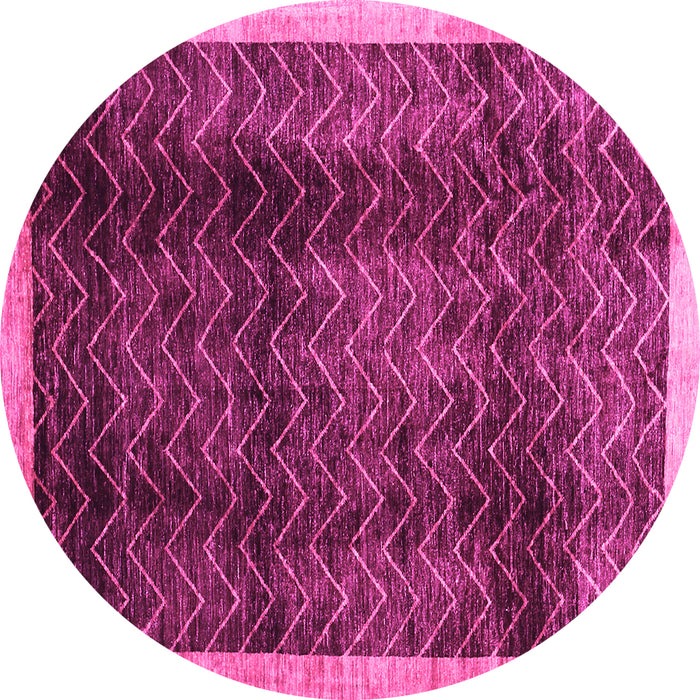 Round Machine Washable Abstract Pink Contemporary Rug, wshcon334pnk