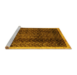 Sideview of Machine Washable Abstract Yellow Contemporary Rug, wshcon334yw