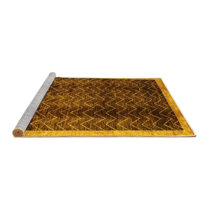 Sideview of Machine Washable Abstract Yellow Contemporary Rug, wshcon334yw