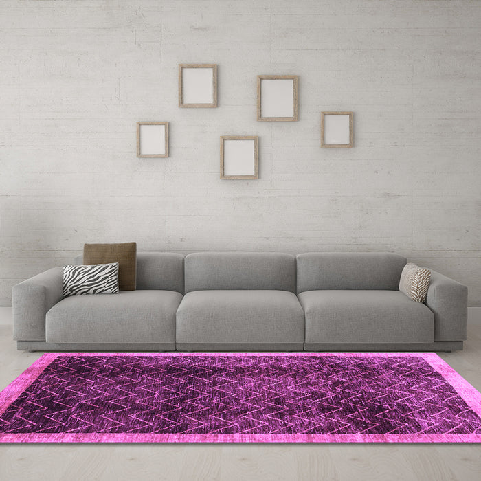 Machine Washable Abstract Purple Contemporary Area Rugs in a Living Room, wshcon334pur