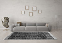 Machine Washable Abstract Gray Contemporary Rug, wshcon334gry