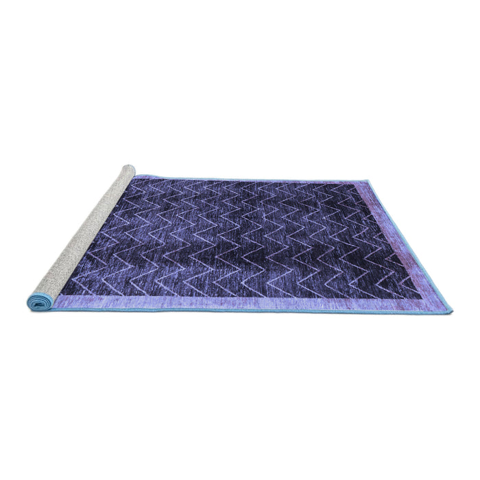 Sideview of Machine Washable Abstract Blue Contemporary Rug, wshcon334blu