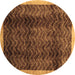 Round Abstract Brown Contemporary Rug, con334brn