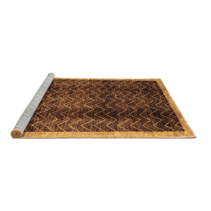 Sideview of Machine Washable Abstract Brown Contemporary Rug, wshcon334brn