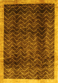 Abstract Yellow Contemporary Rug, con334yw