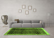 Machine Washable Abstract Green Contemporary Area Rugs in a Living Room,, wshcon334grn