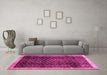 Machine Washable Abstract Pink Contemporary Rug in a Living Room, wshcon334pnk