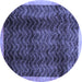 Round Abstract Blue Contemporary Rug, con334blu