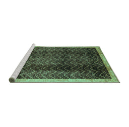 Sideview of Machine Washable Abstract Turquoise Contemporary Area Rugs, wshcon334turq