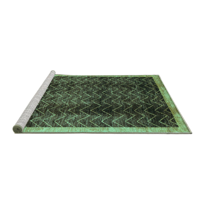 Sideview of Machine Washable Abstract Turquoise Contemporary Area Rugs, wshcon334turq