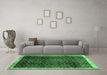 Machine Washable Abstract Emerald Green Contemporary Area Rugs in a Living Room,, wshcon334emgrn