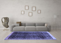 Machine Washable Abstract Blue Contemporary Rug, wshcon334blu