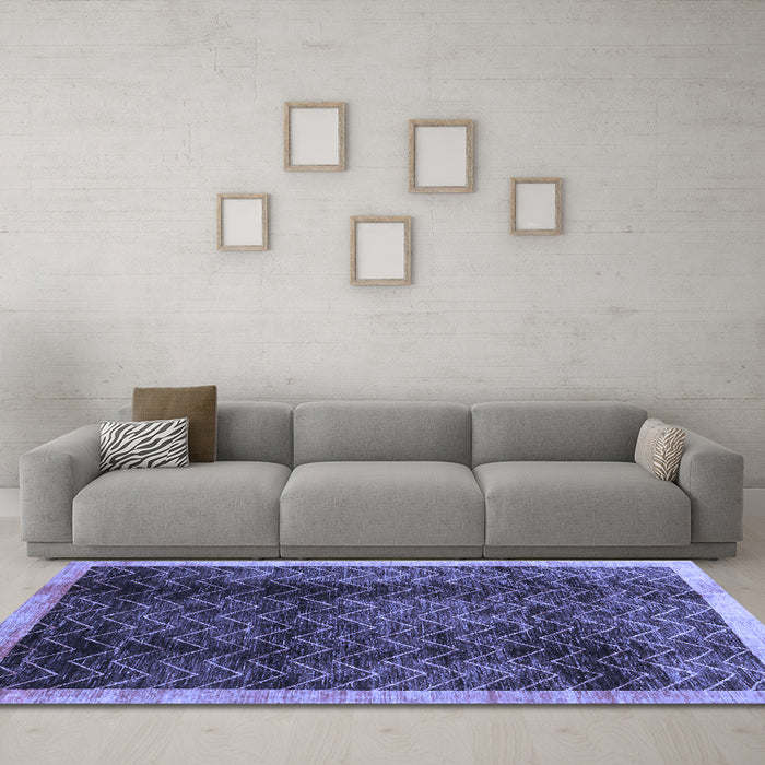 Machine Washable Abstract Blue Contemporary Rug in a Living Room, wshcon334blu
