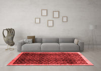 Machine Washable Abstract Red Contemporary Rug, wshcon334red