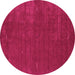 Round Machine Washable Abstract Pink Contemporary Rug, wshcon335pnk