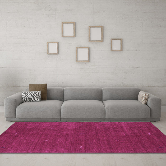 Machine Washable Abstract Purple Contemporary Area Rugs in a Living Room, wshcon335pur