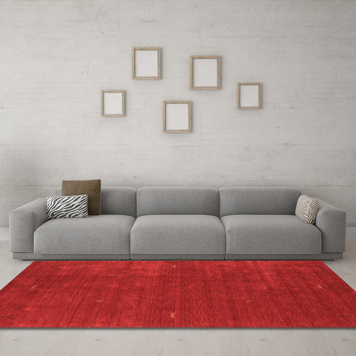Machine Washable Abstract Orange Contemporary Area Rugs in a Living Room, wshcon335org