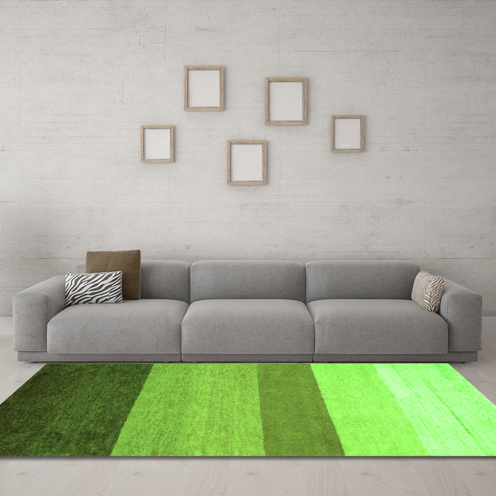 Machine Washable Abstract Green Contemporary Area Rugs in a Living Room,, wshcon336grn