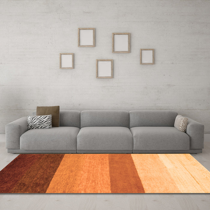 Machine Washable Abstract Orange Contemporary Area Rugs in a Living Room, wshcon336org