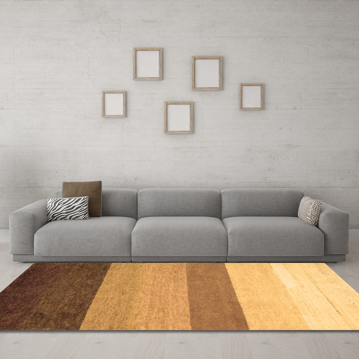 Machine Washable Abstract Brown Contemporary Rug in a Living Room,, wshcon336brn