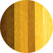 Round Abstract Yellow Contemporary Rug, con336yw