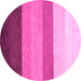 Round Machine Washable Abstract Pink Contemporary Rug, wshcon336pnk