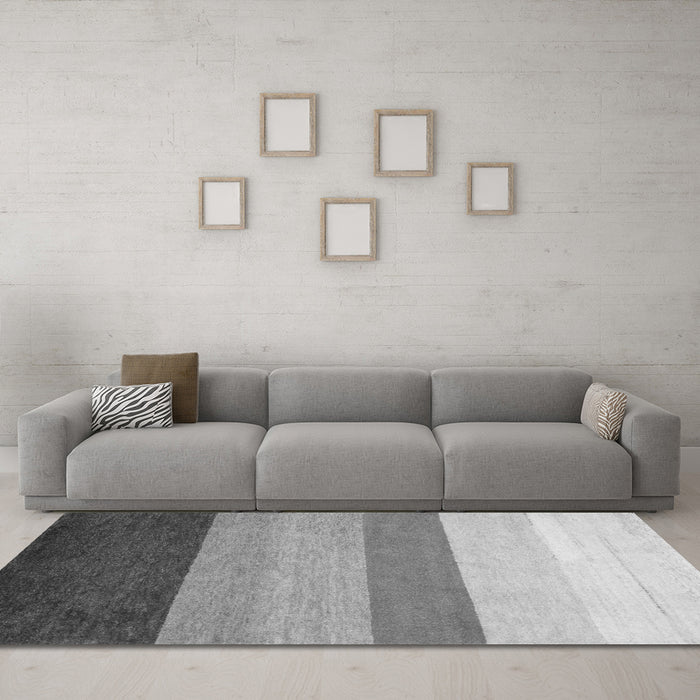 Machine Washable Abstract Gray Contemporary Rug in a Living Room,, wshcon336gry