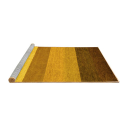 Sideview of Machine Washable Abstract Yellow Contemporary Rug, wshcon336yw