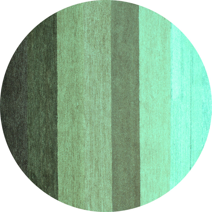 Round Abstract Turquoise Contemporary Rug, con336turq