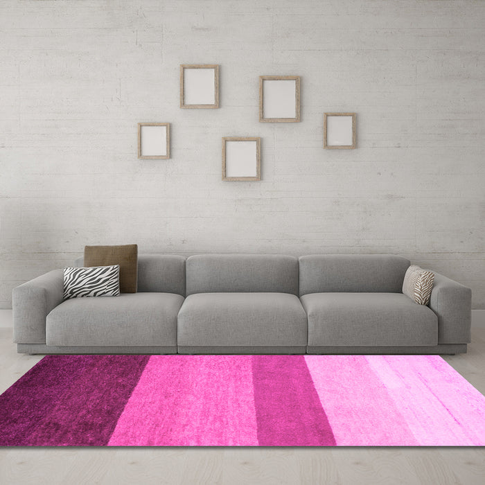 Machine Washable Abstract Pink Contemporary Rug in a Living Room, wshcon336pnk
