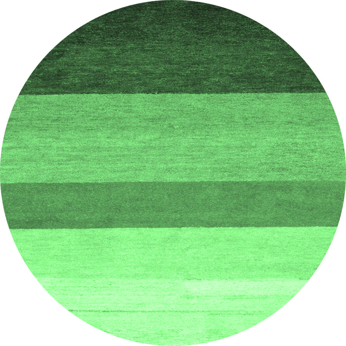 Round Machine Washable Abstract Emerald Green Contemporary Area Rugs, wshcon336emgrn