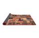 Thickness of Contemporary Fire Brick Red Patchwork Rug, con337