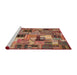 Serging Thickness of Machine Washable Contemporary Fire Brick Red Rug, wshcon337