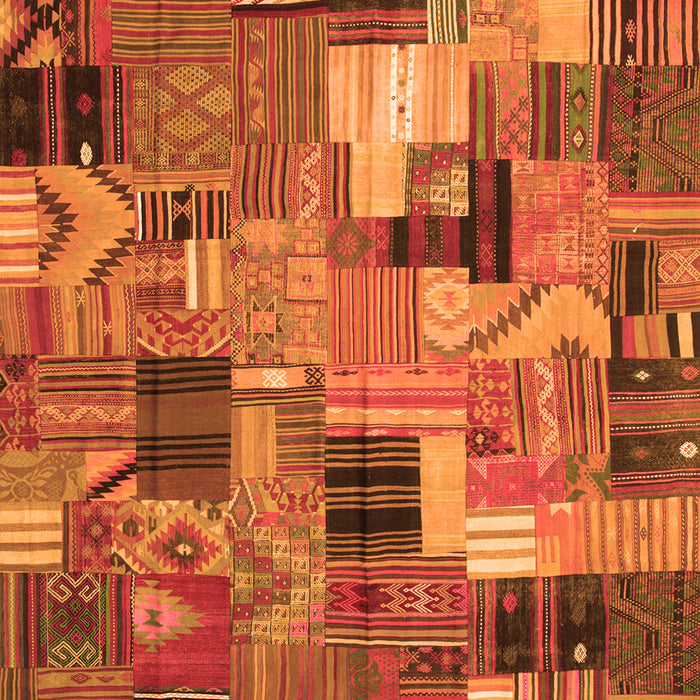 Patchwork Orange Transitional Rug, con337org
