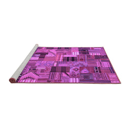 Sideview of Machine Washable Patchwork Purple Transitional Area Rugs, wshcon337pur