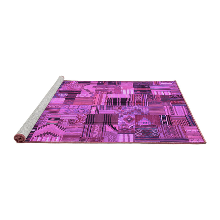 Sideview of Machine Washable Patchwork Purple Transitional Area Rugs, wshcon337pur
